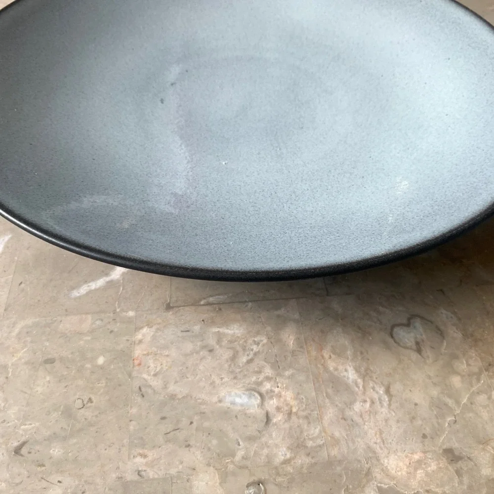 Jars France Tourron Blue Grey Stoneware Large Round‎ Serving Platter 13 Inch